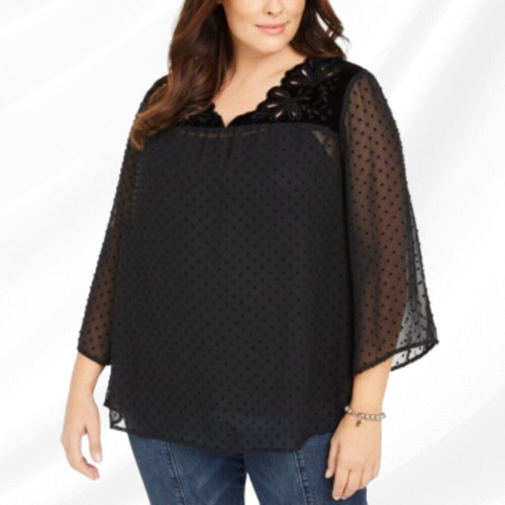 2/$50 Style & Co Black 2 Piece Pullover Blouse Plus Size 0X NWT - Picture 1 of 8